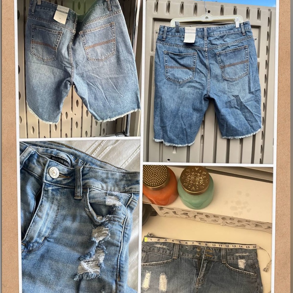 Sun + Stone Blue Distressed Jean Shorts